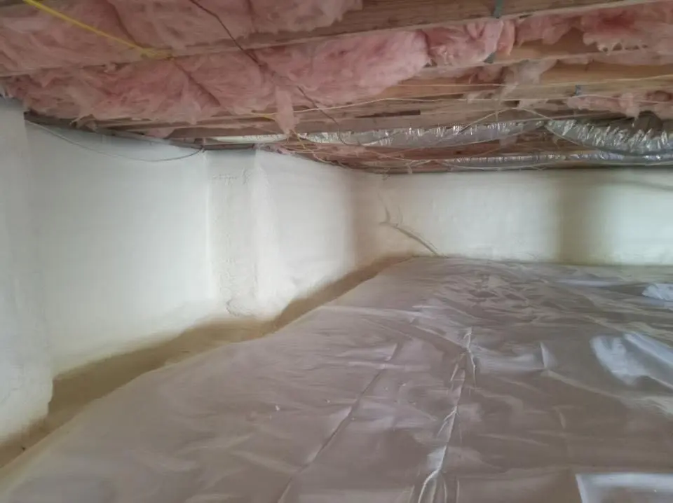 Crawl space encapsulation with closed-cell spray foam for Roof Leak Repair in Seabrook